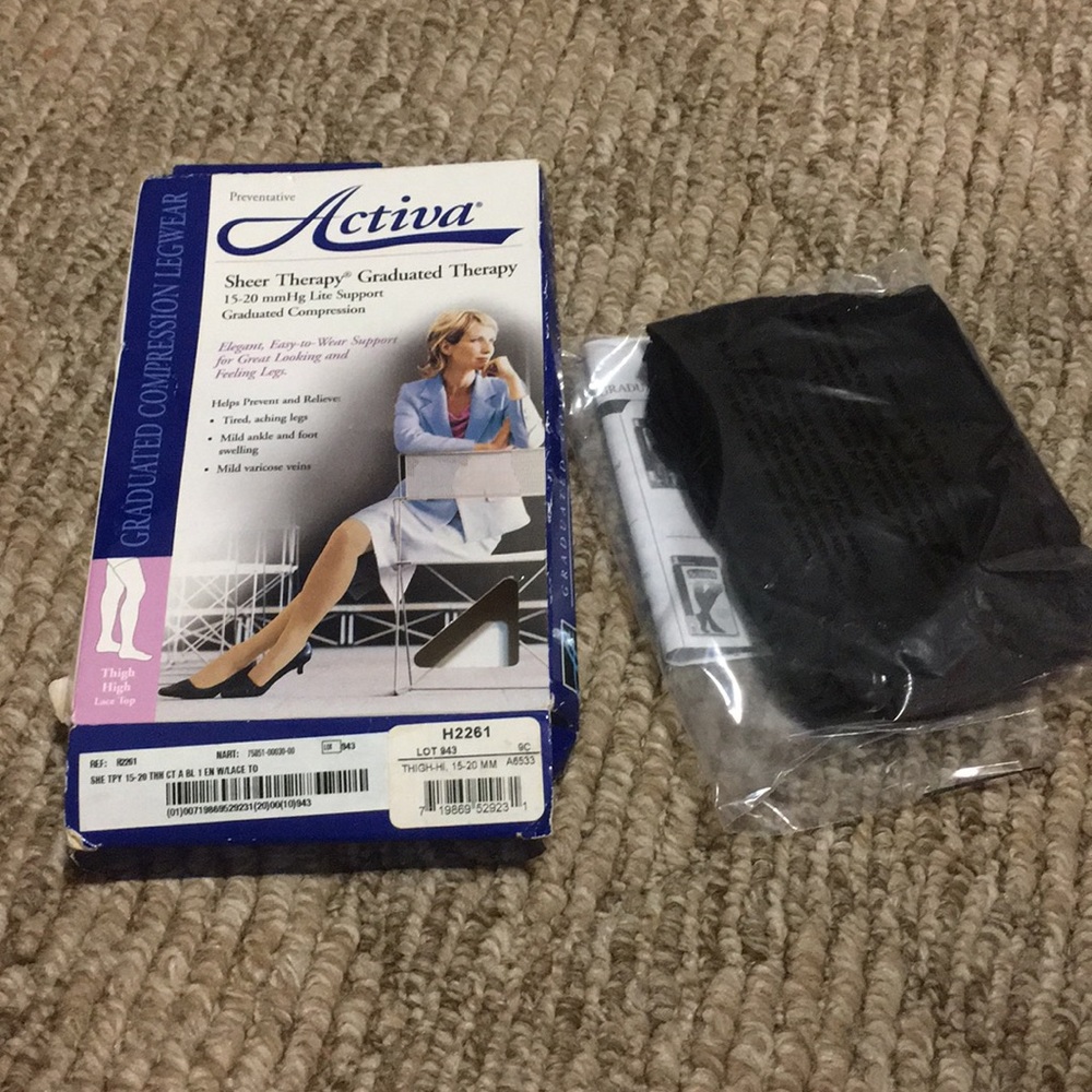 Activa Sheer Therapy lace top thigh highs NEW